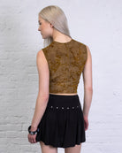 Top mit floralem Print aus Samt