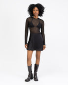 Strasssteinbesetzter Mesh Body mit Rautenprint