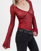 Elegantes Spitzenlangarmshirt