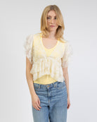 Rüschen Mesh Bluse mit floralem Print