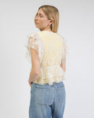 Rüschen Mesh Bluse mit floralem Print