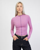 Langarmshirt mit Nahtdetails und Streifen