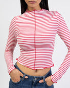 Langarmshirt mit Nahtdetails und Streifen