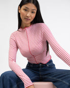 Langarmshirt mit Nahtdetails und Streifen