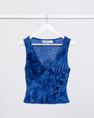 V-Neck Top mit Blumenprint aus Samt