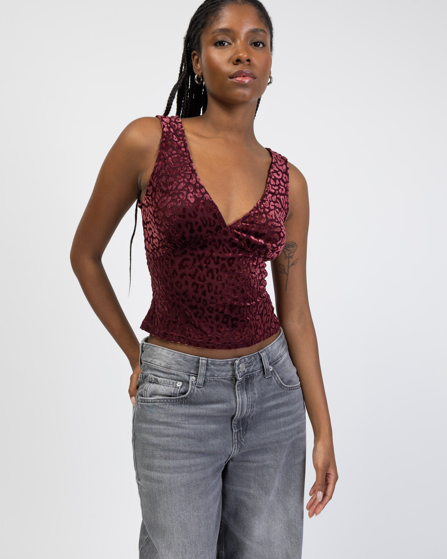 Top mit Samt Animalprint