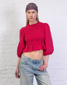 Crop Bluse mit Peplum