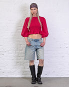 Crop Bluse mit Peplum