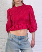 Crop Bluse mit Peplum