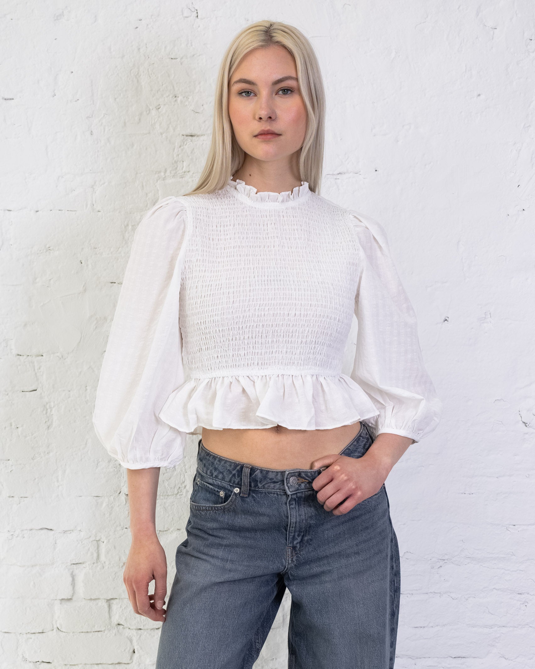 Crop Bluse mit Peplum