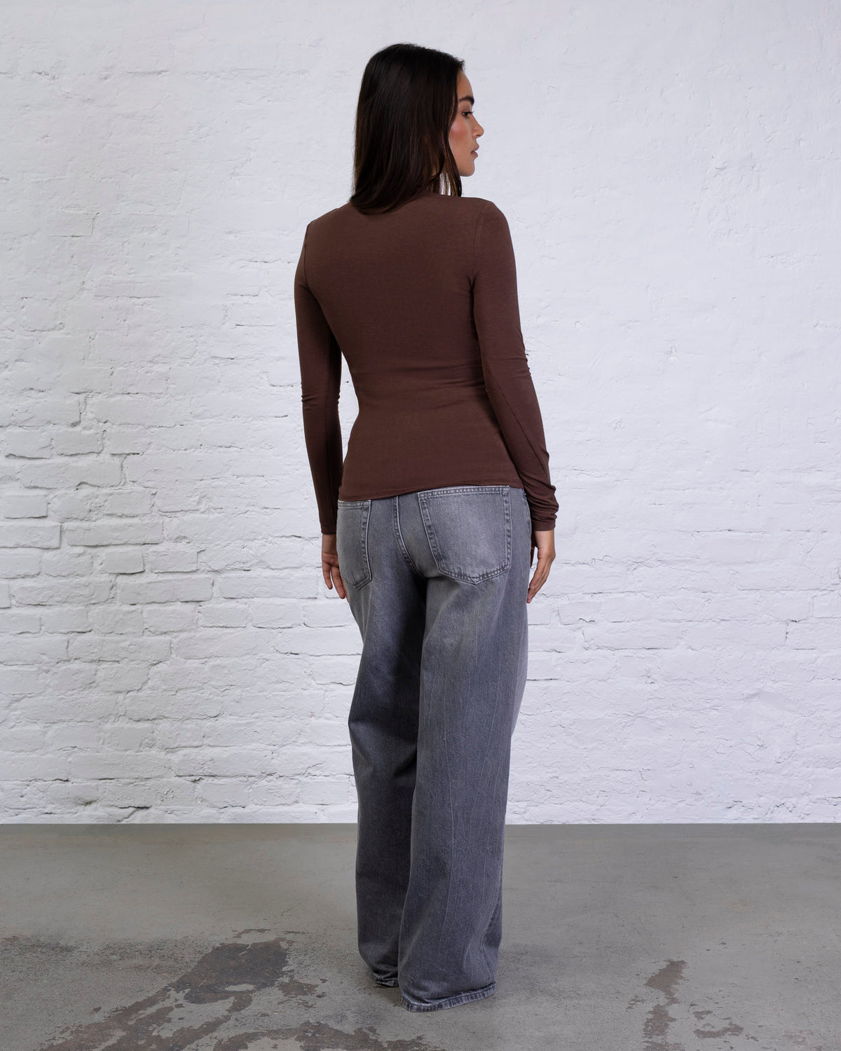Figurbetontes Langarmshirt mit Stehkragen
