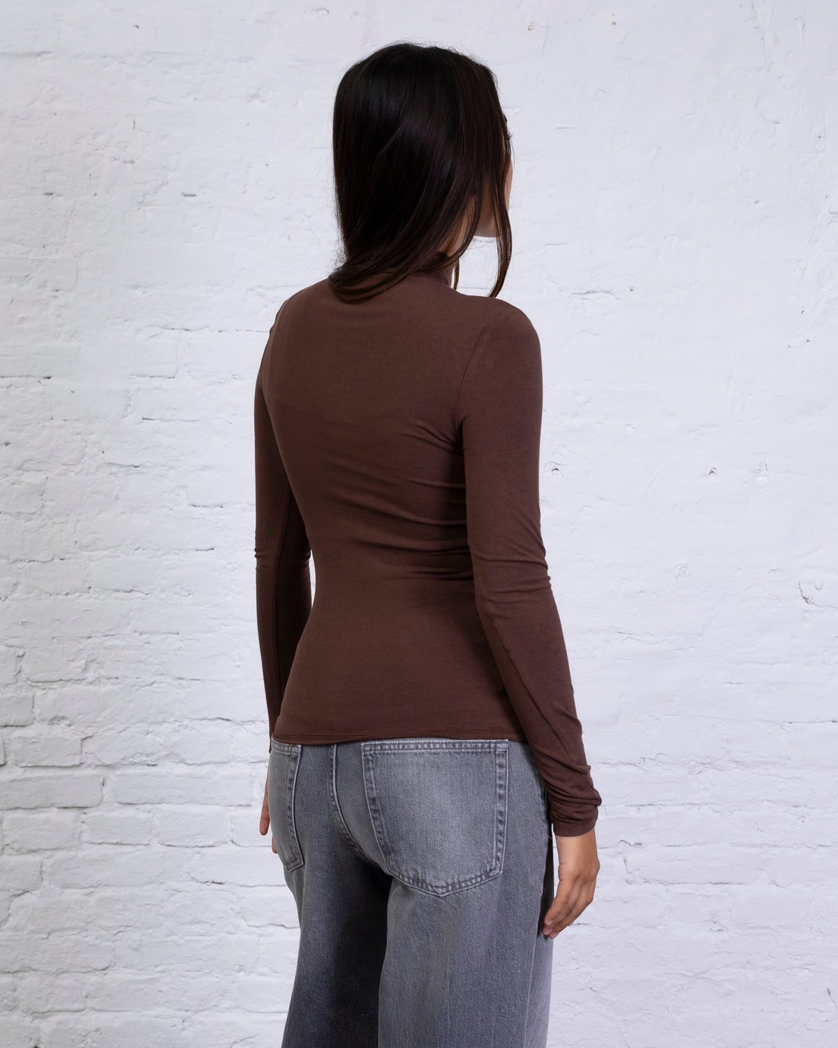 Figurbetontes Langarmshirt mit Stehkragen