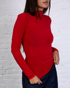 Figurbetontes Langarmshirt mit Stehkragen