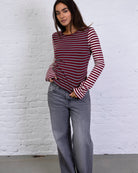 Gestreiftes Langarmshirt mit Farbmix