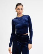 Crop Langarmshirt aus Samt