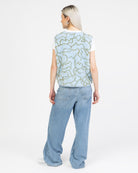 Teddyweste mit organischem Print blau