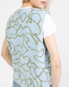 Teddyweste mit organischem Print blau