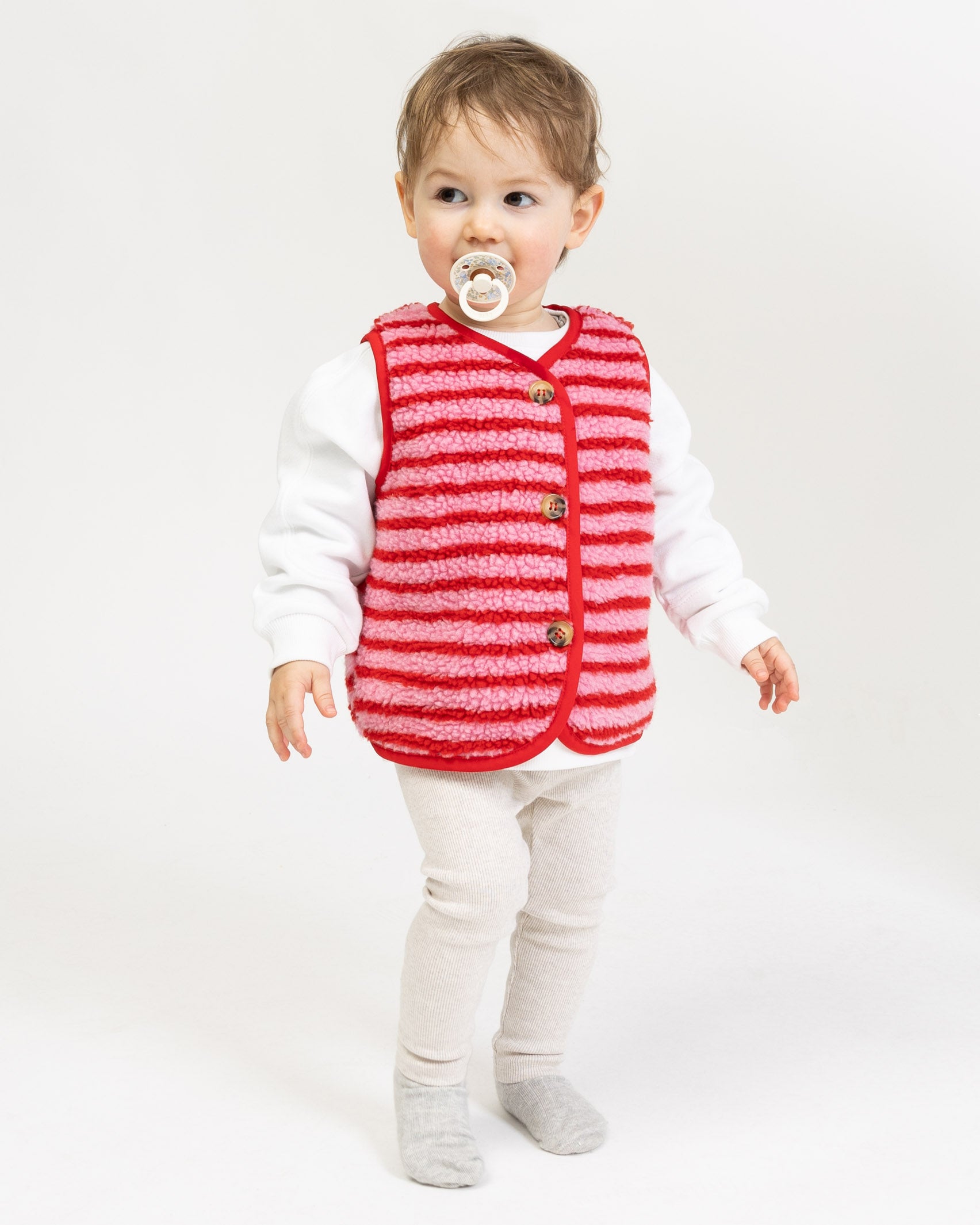Gestreifte Teddy Kinderweste