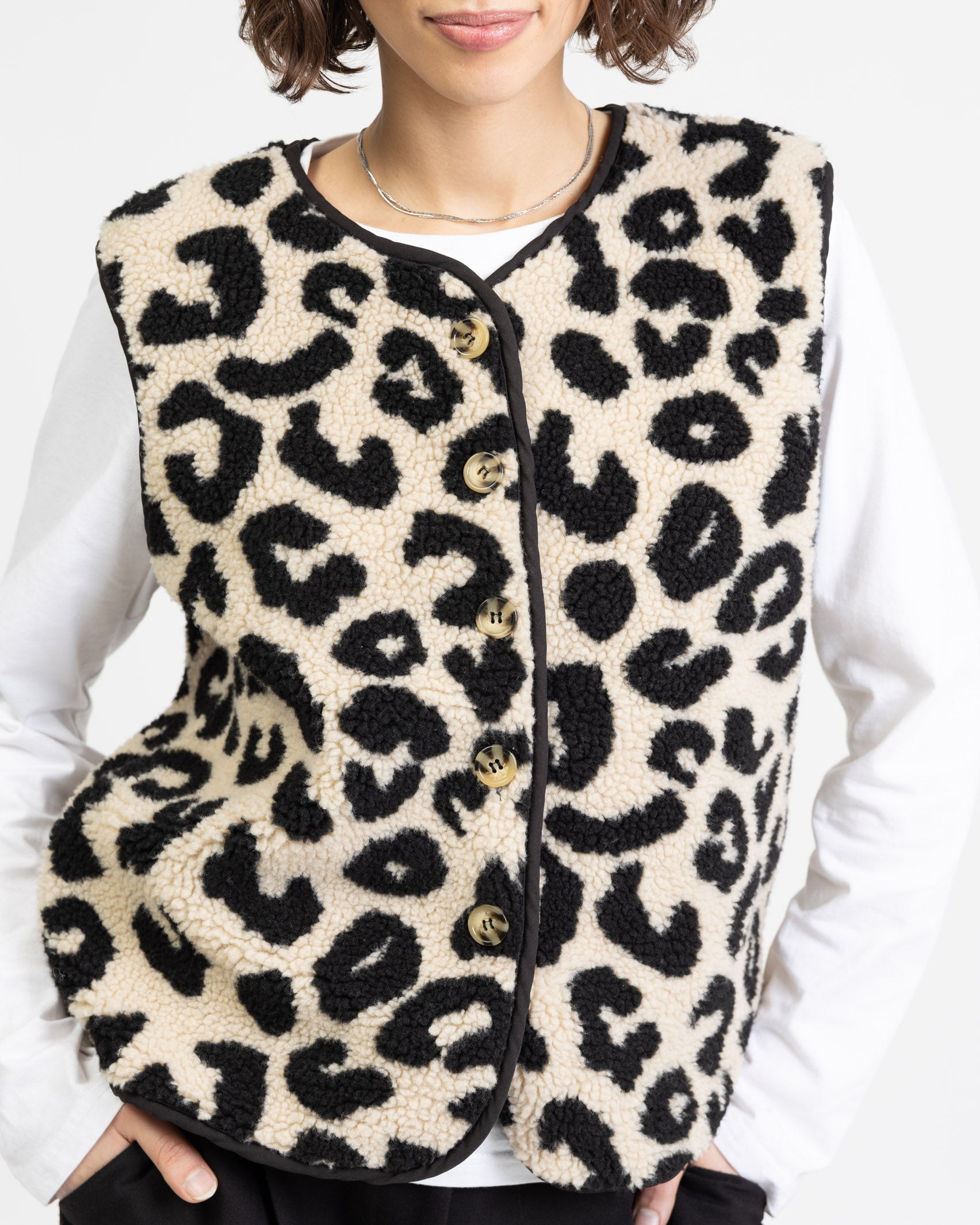Teddy Weste mit Leoprint