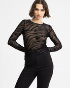 Langarmshirt aus Mesh mit Animalprint
