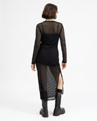 Maxikleid aus Mesh mit Streifenprint