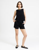 Kurze Shorts aus Leinen-Mix