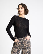 Mesh Body mit besticktem Leoprint
