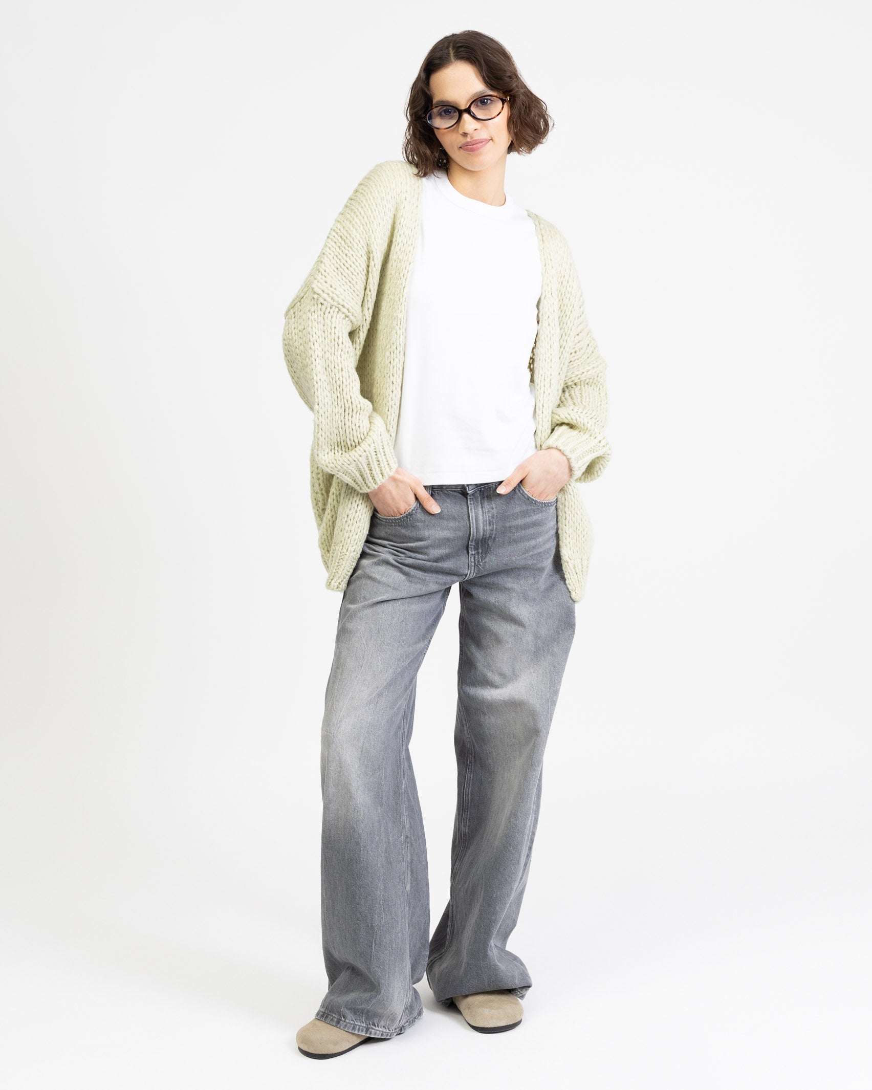 Oversized Wollstrickjacke