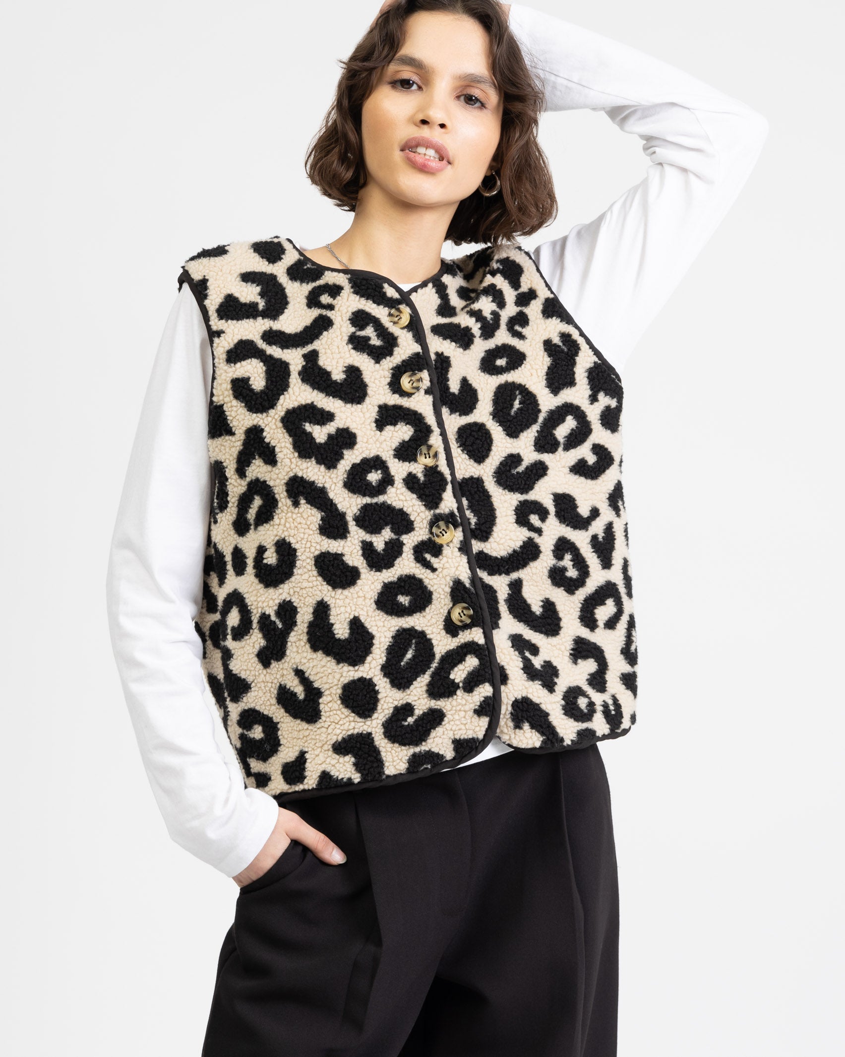 Teddy Weste mit Leoprint