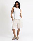 Bermuda Shorts aus Leinen-Mix