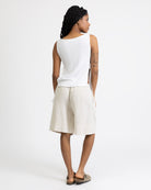 Bermuda Shorts aus Leinen-Mix