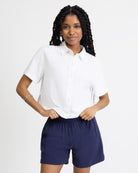 Crop Bluse aus Leinen-Mix