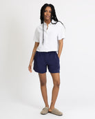 Crop Bluse aus Leinen-Mix