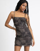 Minikleid aus Mesh mit Leoprint