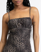 Minikleid aus Mesh mit Leoprint