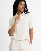 Crop Bluse aus Leinen-Mix