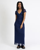 Mesh Maxikleid mit Spitzendetails