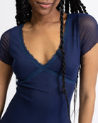 Mesh Maxikleid mit Spitzendetails