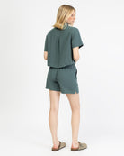 Crop Bluse aus Leinen-Mix