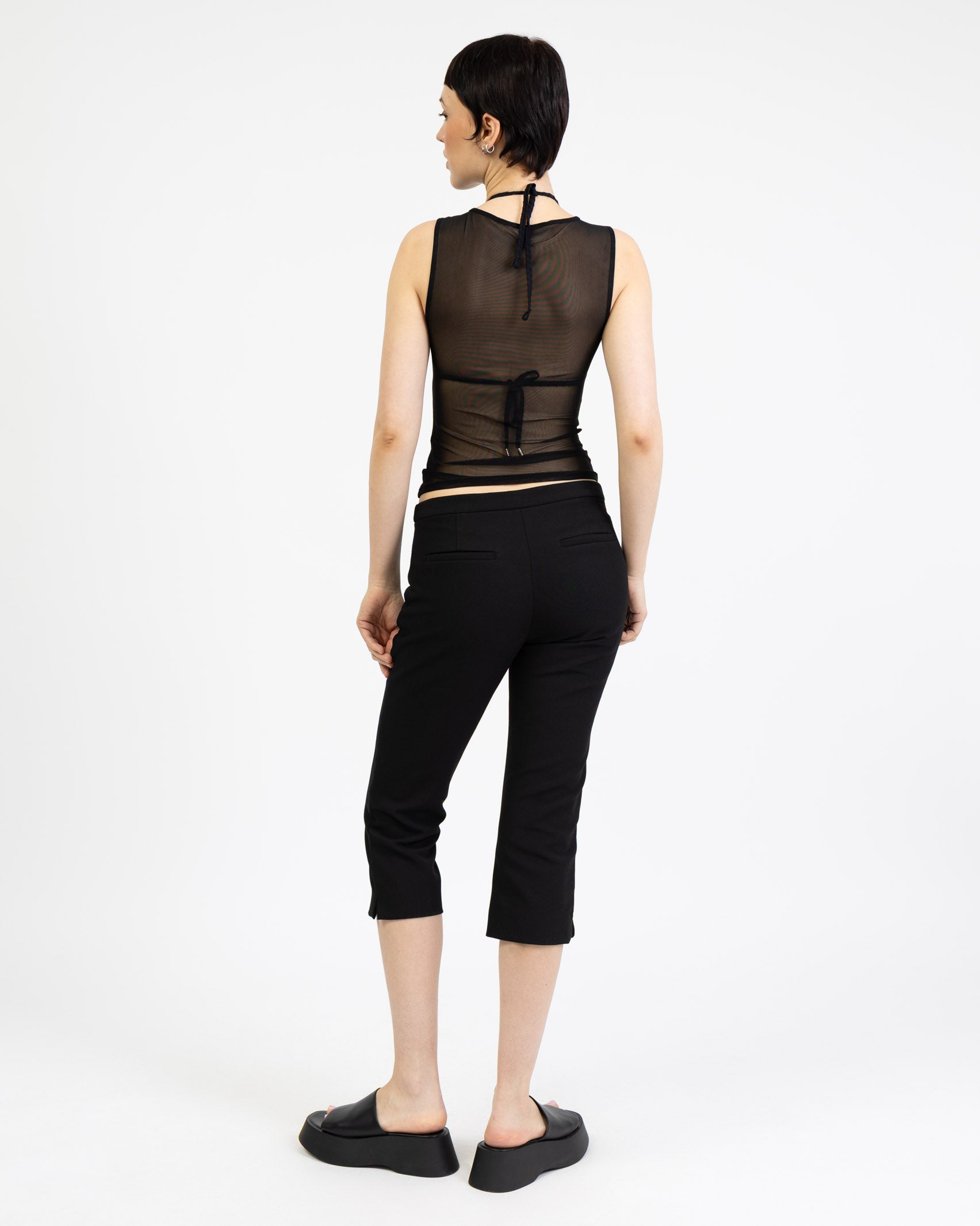 Einfarbiges Mesh Top