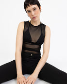 Einfarbiges Mesh Top