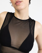 Einfarbiges Mesh Top