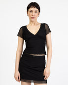 Mesh Shirt mit Spitzendetails