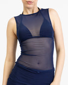 Einfarbiges Mesh Top