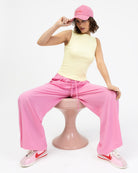 High-Waist Stoffhose aus Viskose