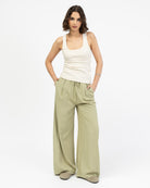 High-Waist Stoffhose aus Viskose