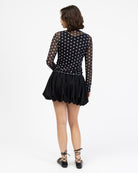Mesh Cardigan mit Polkadotprint