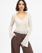 Elegantes Spitzenlangarmshirt