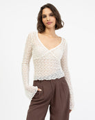Elegantes Spitzenlangarmshirt