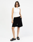 Bermuda Shorts aus Leinen-Mix